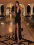 Black Halter Prom Dress with Split LBQ1158